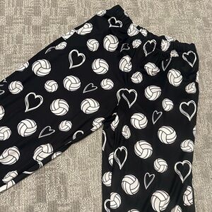 Volleyball Heart Pajama Pants Women’s XL Black and White, Lounge Sleep Pamts